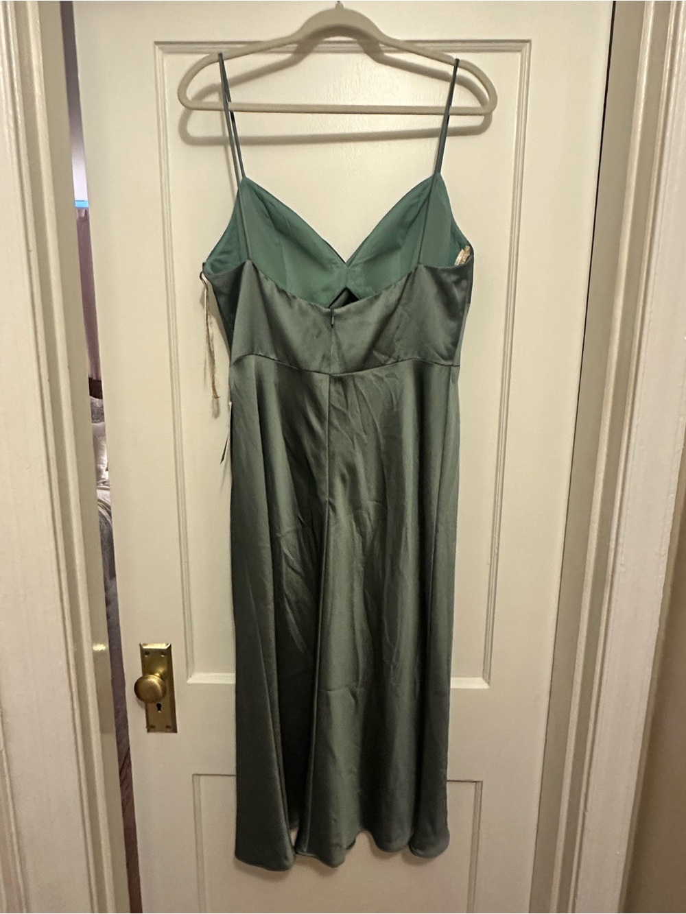 NWT Jenny Yoo Adelaide Dress Eucalyptus Satin Midi Bridesmaid Cocktail Green 14 - Picture 3 of 6